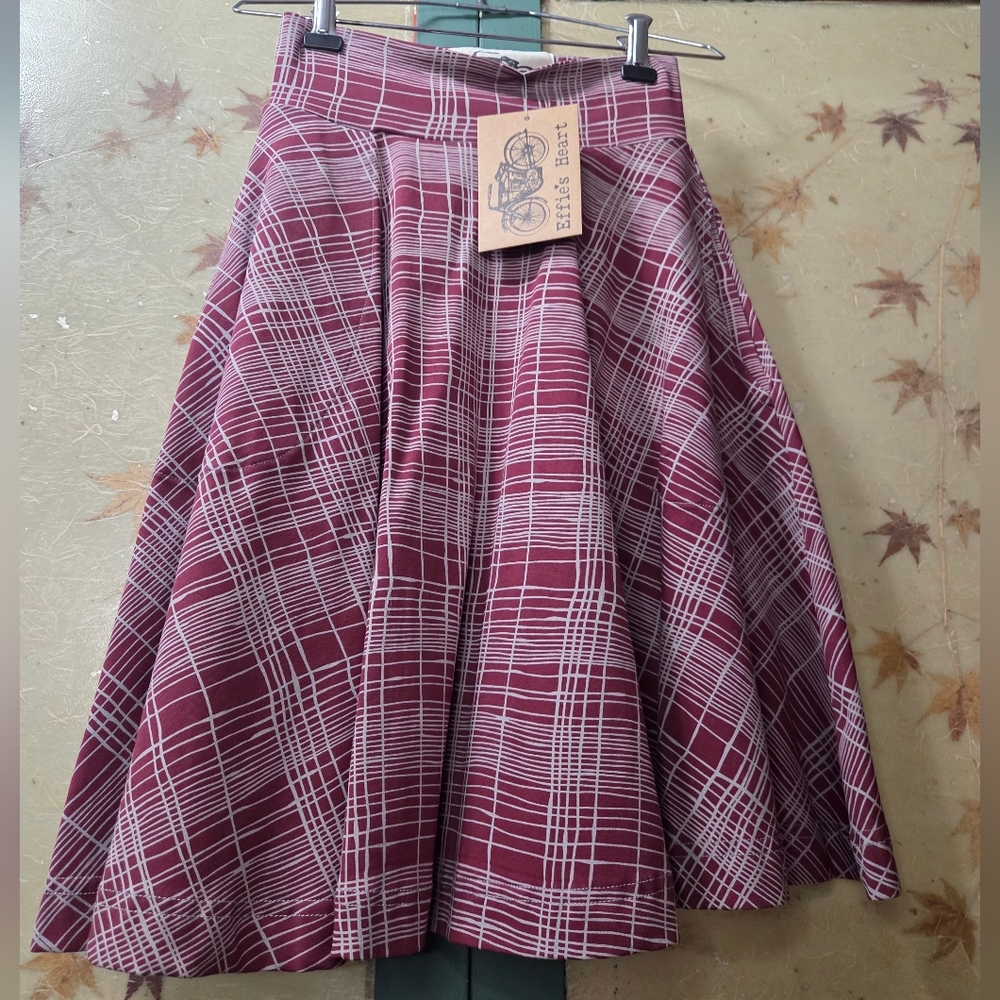 NWT Effie's Heart Women's Burgundy 'Carnaby Skirt Winter Plaid' Skirt Sz XS - Picture 2 of 13